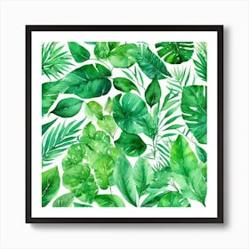 Watercolor Tropical Leaves Seamless Pattern Art Print