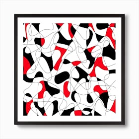 Abstract Red And Black Pattern 1 Art Print