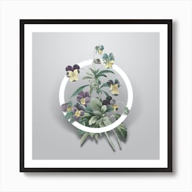 Vintage Johnny Jump Up Minimalist Floral Geometric Circle on Soft Gray n.0403 Art Print