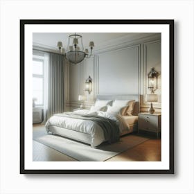 Bedroom With A Chandelier Art Print