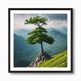 Lone Tree On Top Of Mountain 40 Art Print