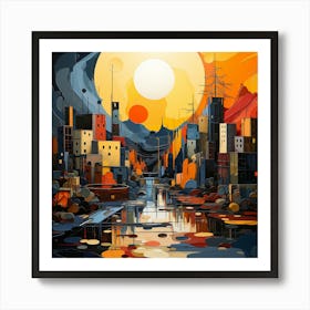 Sunset Cityscape Art Print