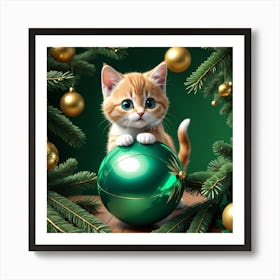 Christmas Kitten Art Print