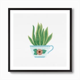 Sanseveria Houseplant Coffee Cup Painting Art Print