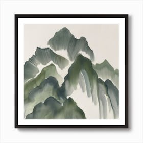 Japanese Watercolour Of Mount Kurai 5 Art Print