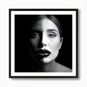 Firefly Thick, Sealed, Black, Female, Lips, Silence, Symbolic, Expressive, Minimalistic, Artistic, A (3) Art Print