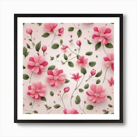 Pink Flowers On A Pink Background Art Print