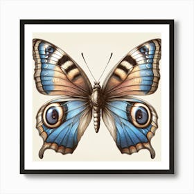 Antique Victorian Butterfly Drawing v3 Art Print