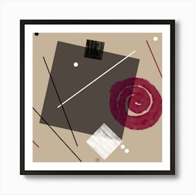 Decadence 1 - abstract art composition beige black white brown geometry modern minimal contemporary square Art Print