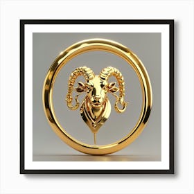 Default Simple Symbol Of Zodiac Sign Aries Made Of Pure Gold S 2 Art Print