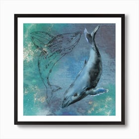 Whales Ocean Art Print Art Print