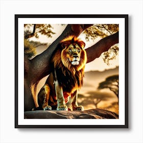 Lion In The Savannah 30 Art Print