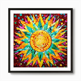 Mosaic Sun A Sun Created From A Mosaic Of Small Tiles 12 Art Print