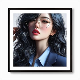 Asian Woman With Glasses Art Print