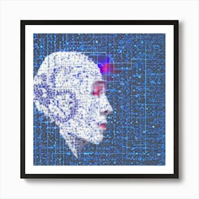 Cyborg Head Psychedelic Art Art Print