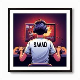 Teenager playing game Art Print