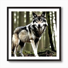 Wolf In The Woods 4 Art Print