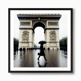 Femme Marchant Dans Paris Un Jour De Pluie 5 Art Print