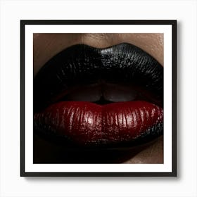 Close Up Of Sealed Black Lips Conveying A Bold And Mysterious Aura Surrounded By An Enigmatic Dark Art Print