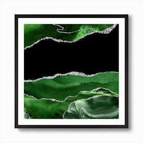 Green & Silver Agate Texture 02 Art Print