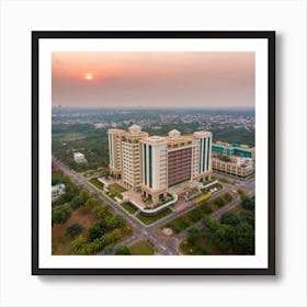 Sunrise Over A Building Art Print