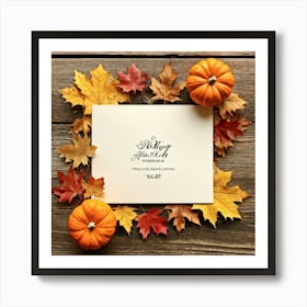 An Autumn Themed Holiday Card Adorning A Vintage Rustic Wooden Finish Laden With A Hand Drawn Dispu (3) 1 Art Print