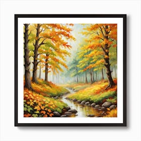 Forest In Autumn In Minimalist Style Square Composition Art Print