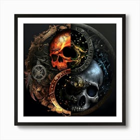 Yin Yang Skull Art Print