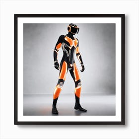 Futuristic Man In Orange Suit Art Print