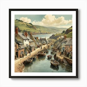 Beer Fishing Village In Devon England Vintage Art Print 3 Art Print