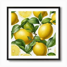 Lemons Seamless Pattern Art Print