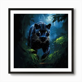 Black Panther In The Jungle art print Art Print