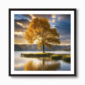 Tree By The Lake 1 Art Print