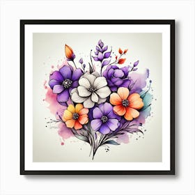 Watercolor Flowers 17 Art Print