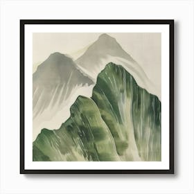 Japanese Watercolour Of Mount Myogi 4 Art Print