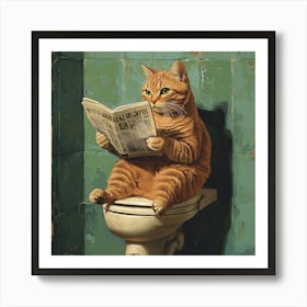 Cat Reading Newspaper Art Print