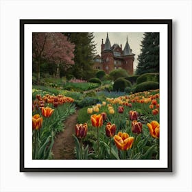 Tulips In The Garden 43 Art Print