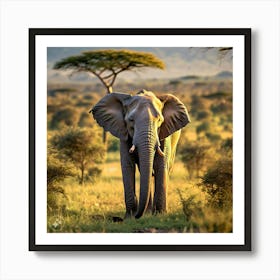 Elephant In The Savannah Poster