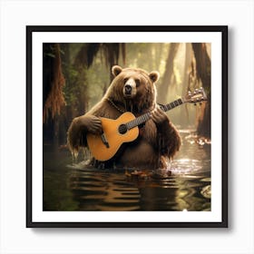 Bear Playing Guitar Art Print