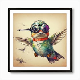 Hummingbird With Goggles Art Print