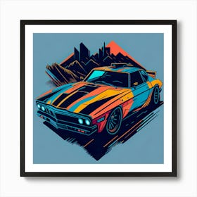 Car Colored Artwork Of Graphic Design Flat (110) Art Print