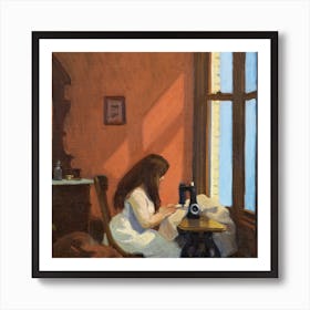 Girl At Sewing Machine, Edward Hopper Square Art Print