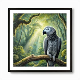 Parrot In The Jungle 6 Art Print