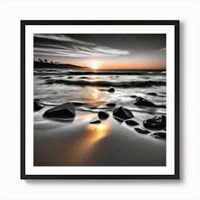 Sunset At The Beach 341 Art Print