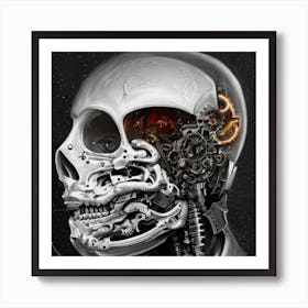 Neuro mechanical Skull Art Print
