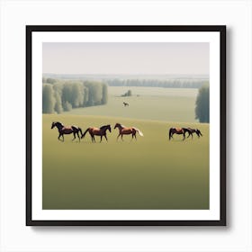 Horses In The Field 7 Art Print