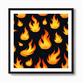 Fire Flames On Black Background 1 Art Print