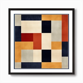 Abstract Geometric Nostalgia: Mid Century Squares Patterns Art Print