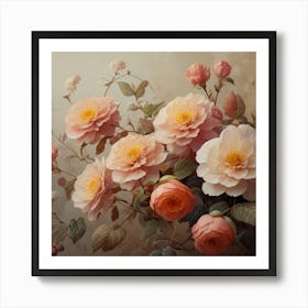 Peach Roses Art Print