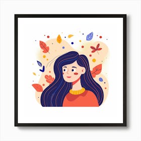 Autumn Girl With Leaves Art Print